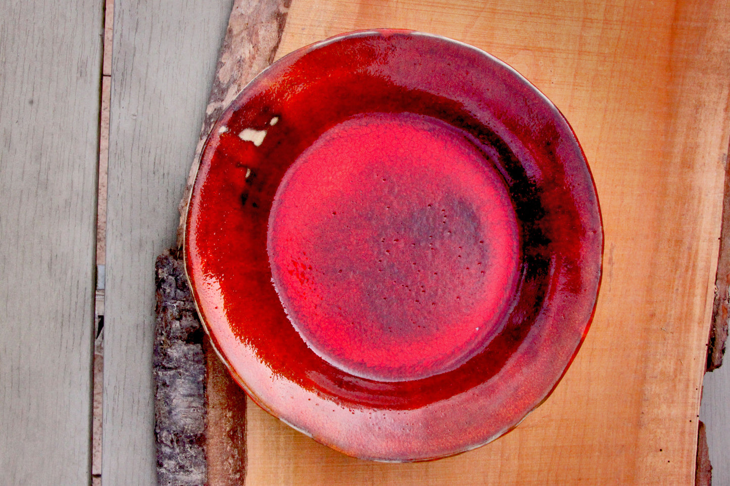 Red Stoneware Deep Plate