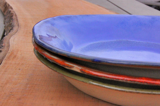 Blue Stoneware Deep Plate
