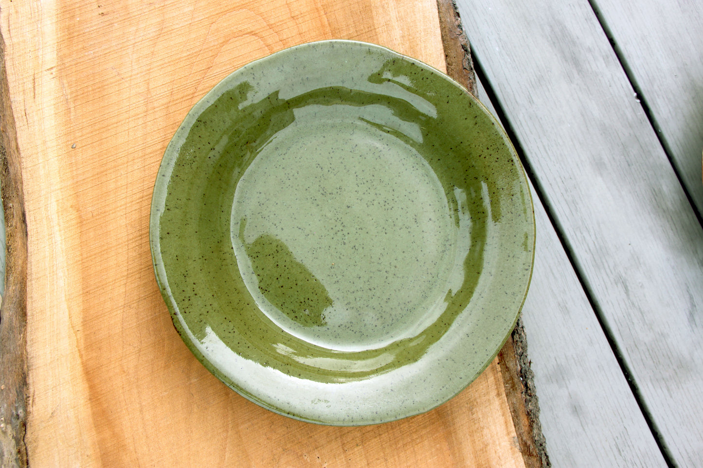 Olive Green Stoneware Deep Plate